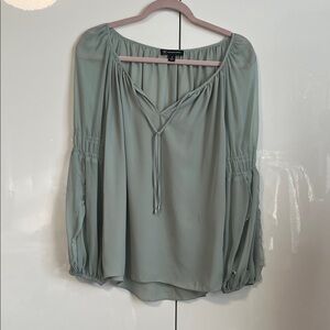 I.N.C NWOT Elegant Sage Green Frill Sleeve Bohemian Women's Blouse, Size M